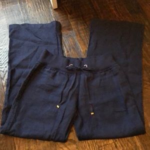 NEVER WORN:Lilly Pulitzer Navy Linen Pants- Size M